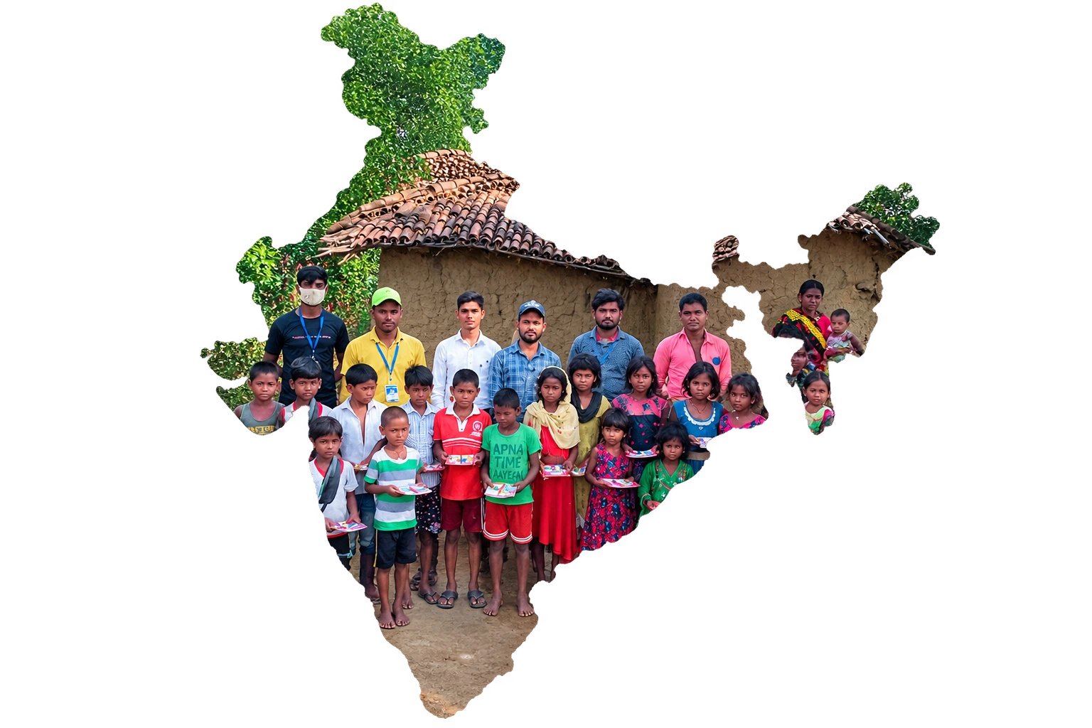Bapu Seva Trust team, volunteers and rural children across India